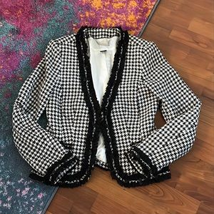 WHBM Houndstooth wool blend blazer